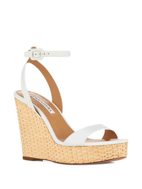 Aquazzura 110mm Sunseeker leather wedge espadrilles - White - zdjęcie produktu nr 2
