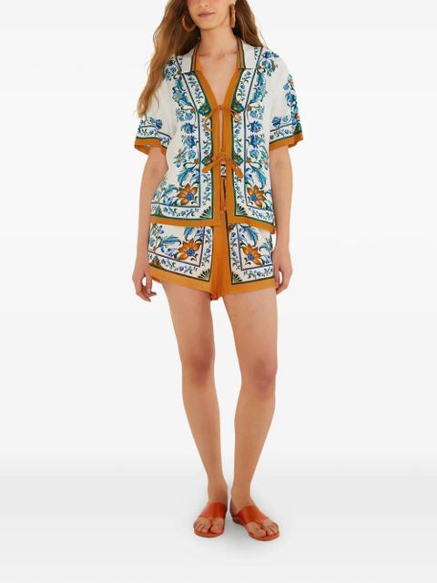 FARM Rio floral-tile shorts - Neutrals - zdjęcie produktu nr 2