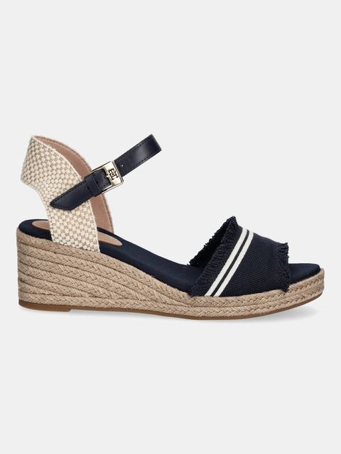 Tommy Hilfiger sandały FRINGE CANVAS MEDIUM WEDGE kolor granatowy FW0FW08879 - zdjęcie produktu nr 2