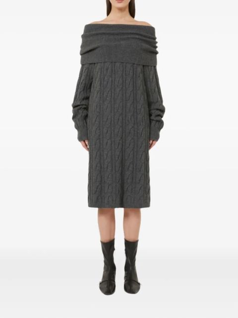 Max Mara cable-knit off-shoulder midi dress - Grey - zdjęcie produktu nr 2