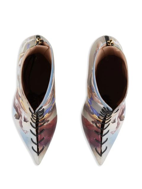 Balmain graphic-print lace-up ankle boots - Neutrals