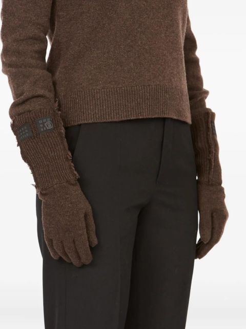 MM6 Maison Margiela ribbed-knit gloves - Brown