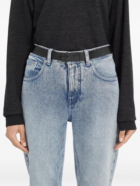 MM6 Maison Margiela crocodile-effect leather belt - Black