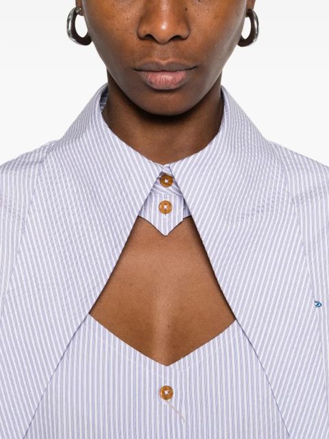 Vivienne Westwood seersucking stripe button crop shirt - White