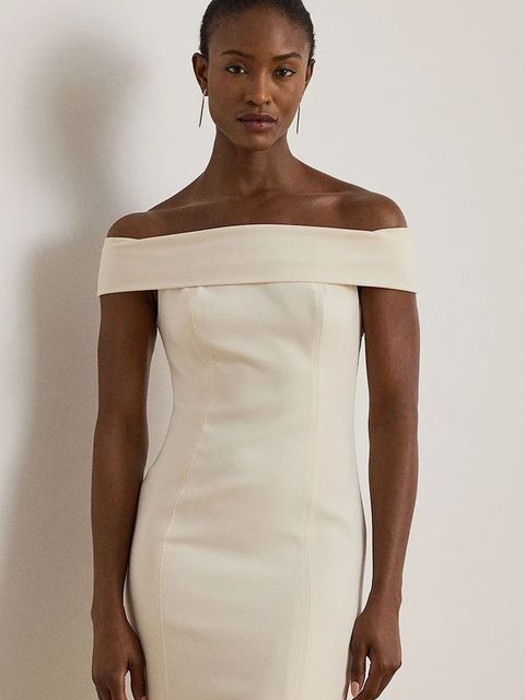 Lauren Ralph Lauren sukienka kolor beżowy maxi dopasowana 253982109