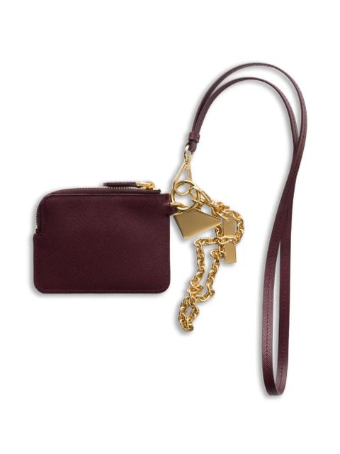 Prada Saffiano leather card holder with shoulder strap - Purple - zdjęcie produktu nr 2
