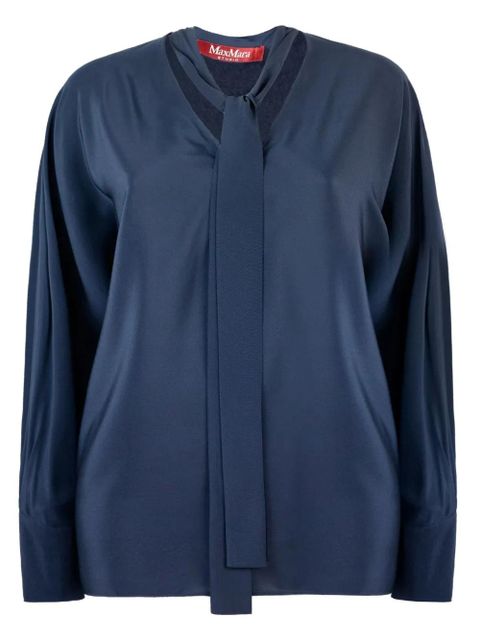 Max Mara tie-neck long-sleeve shirt - Blue - zdjęcie produktu nr 1