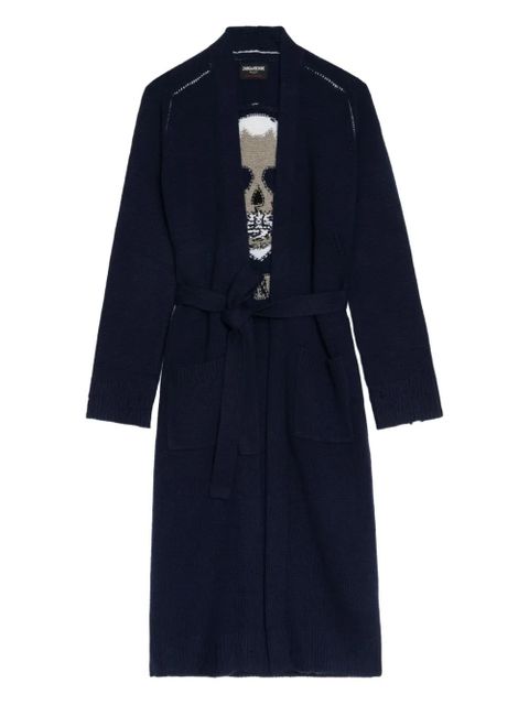 Zadig&Voltaire Salonny skull-intarsia belted cardi-coat - Blue - zdjęcie produktu nr 1