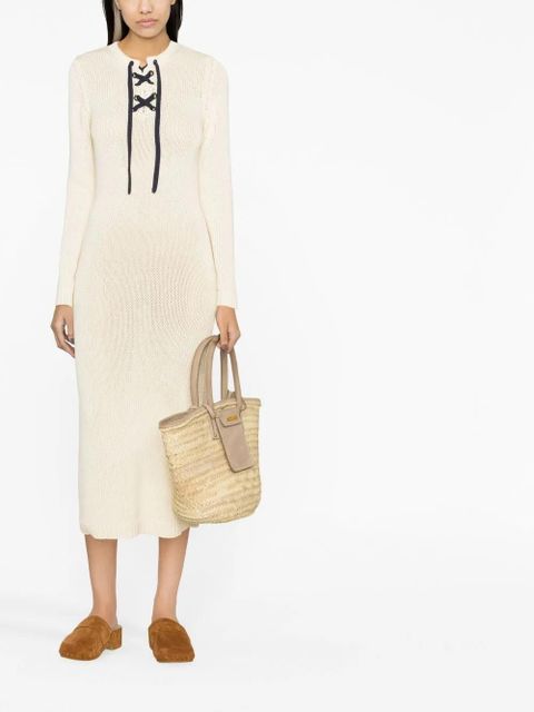 ZIMMERMANN High Tide lace-up knitted dress - Neutrals - zdjęcie produktu nr 2
