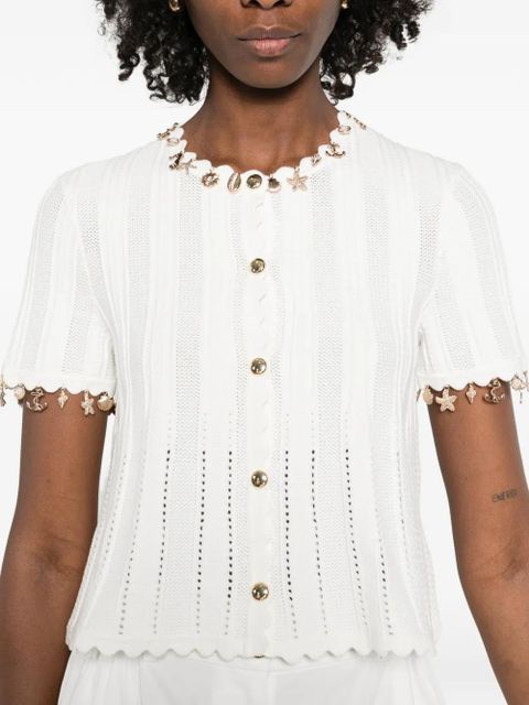 Maje embellished short-sleeve cardigan - White