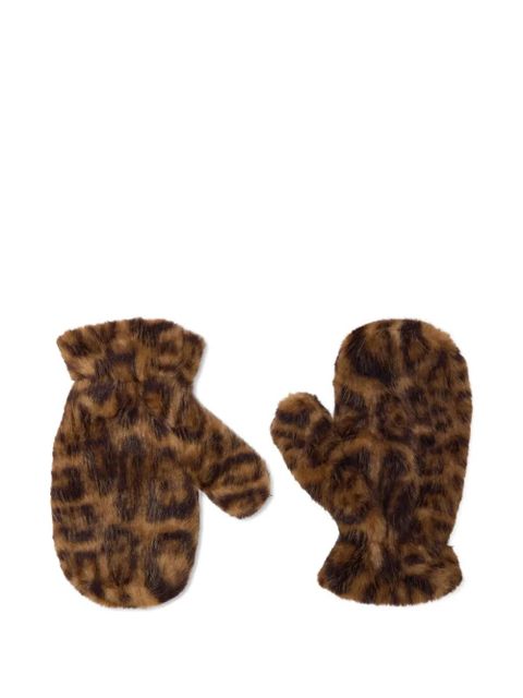 MC2 Saint Barth Muffy leopead-print mittens - Brown