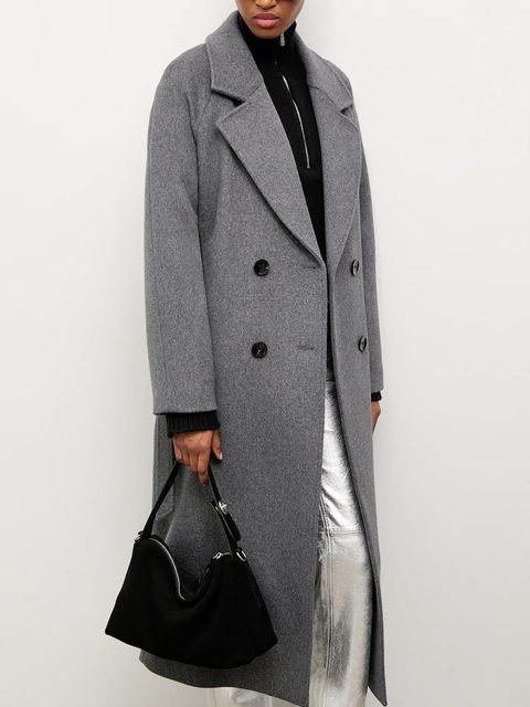 Answear Lab płaszcz wełniany kolor szary przejściowy dwurzędowy - zdjęcie produktu nr 2