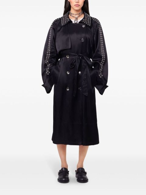 Rabanne eyelet-detail trench coat - Black