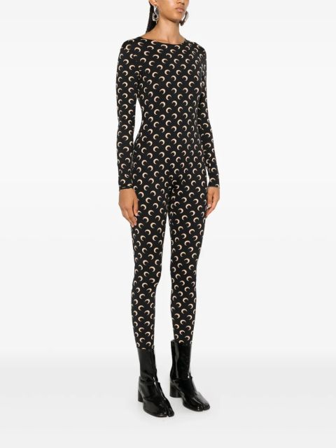 Marine Serre moon-print jersey catsuit - Black