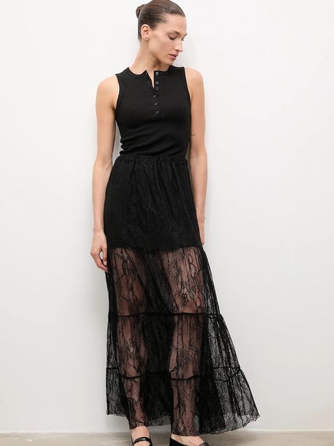 Answear.LAB spódnica kolor czarny maxi rozkloszowana - zdjęcie produktu nr 2