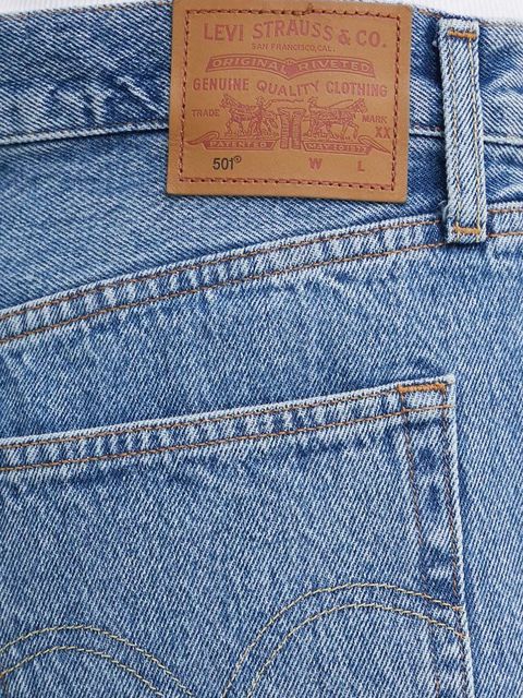 Levi's szorty jeansowe damskie kolor niebieski gładkie high waist