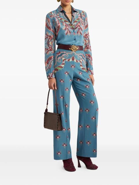 ETRO floral-print trousers - Blue