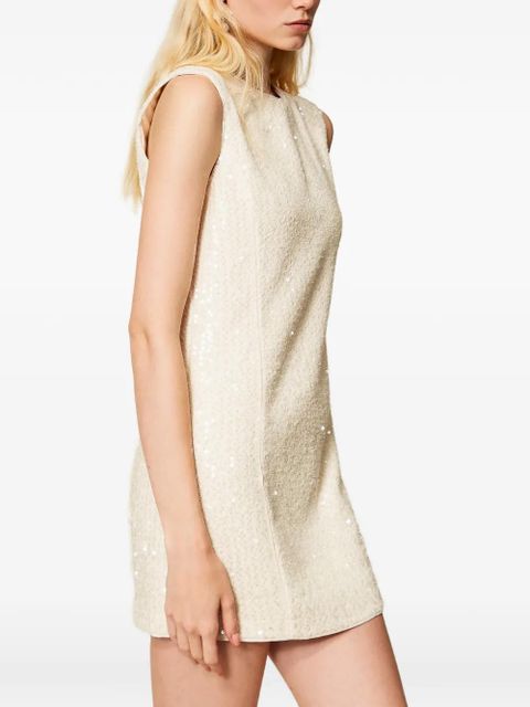TWINSET bouclé sequinned mini dress - Neutrals