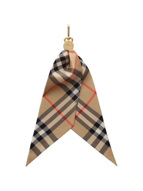 Burberry Check silk scarf charm - Neutrals - zdjęcie produktu nr 1