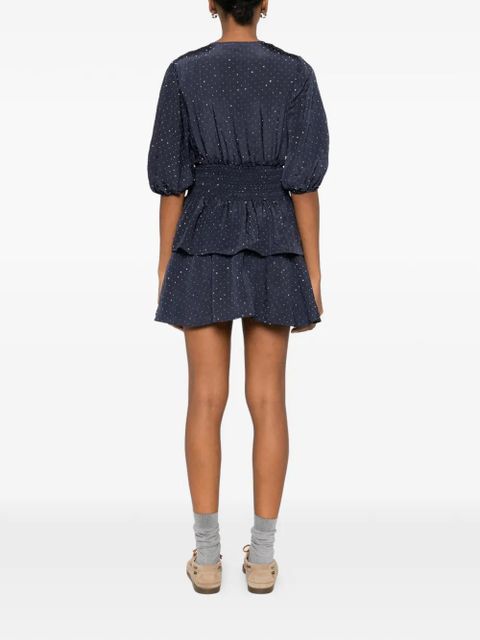 Maje crystal-embellished V-neck mini dress - Blue