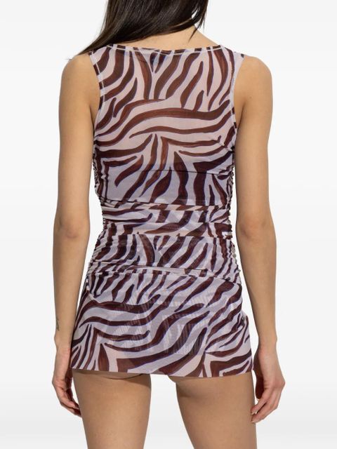 Bond-eye mesh zebra-print top - Neutrals