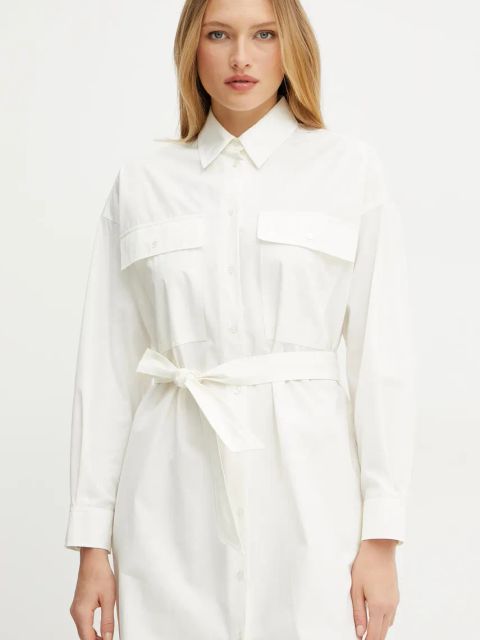 Weekend Max Mara sukienka bawełniana kolor beżowy mini prosta 2515221082600