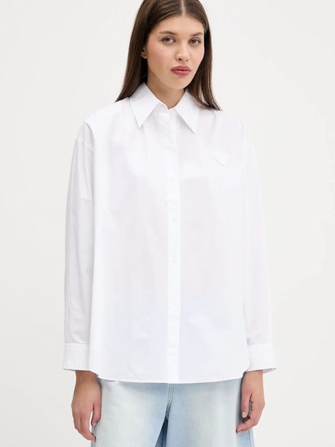 Hugo Blue koszula bawełniana damska kolor biały relaxed z kołnierzykiem klasycznym 50542985