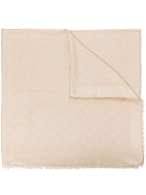 Moschino monogram-pattern fringed scarf - Neutrals - zdjęcie produktu nr 1