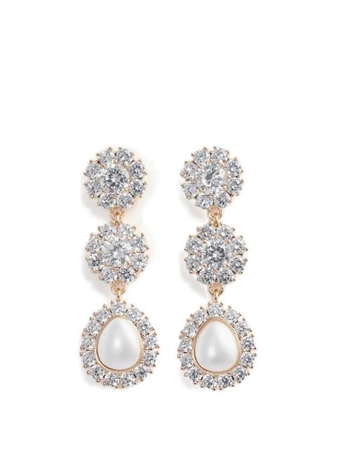 Self-Portrait crystal flower pearl earrings - Gold - zdjęcie produktu nr 1