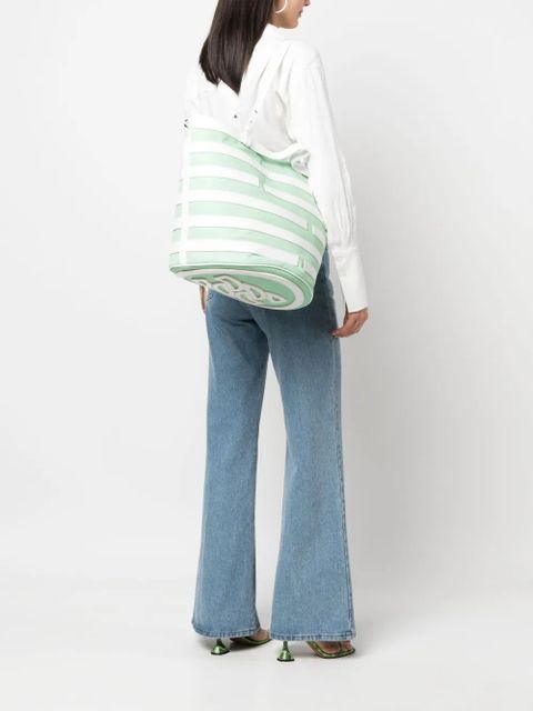 Casadei stripe-pattern leather tote bag - Green - zdjęcie produktu nr 2