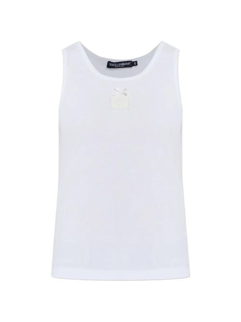 Dolce & Gabbana bow-detail logo-patch tank top - White - zdjęcie produktu nr 1