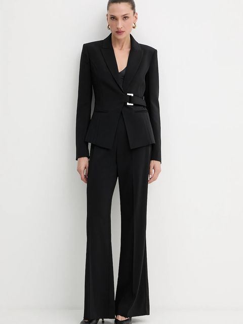 Patrizia Pepe marynarka kolor czarny jednorzędowa gładka 8S0545 A6F5