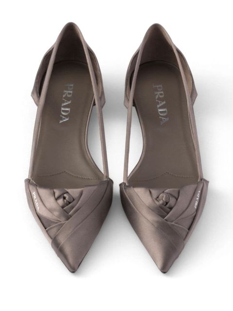 Prada Satin cut-out ballerinas - Grey - zdjęcie produktu nr 2