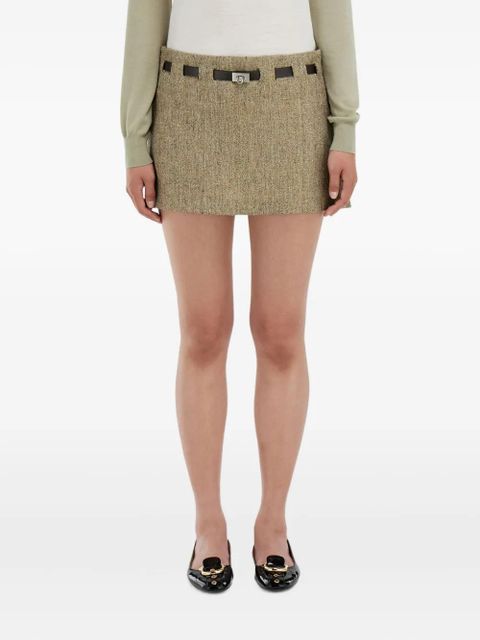 Ferragamo Gancini-buckle pleated mini skirt - Neutrals
