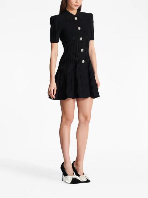 Balmain flared ribbed-knit minidress - Black