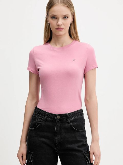 Tommy Jeans t-shirt bawełniany 3-pack damski kolor różowy DW0DW22175 - zdjęcie produktu nr 1