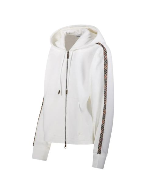 Burberry check zip hoodie - White