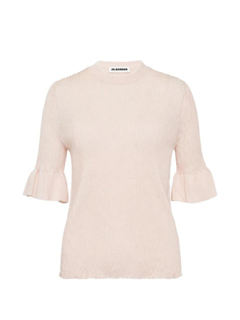 Jil Sander flounce-sleeved metallic T-shirt - Pink - zdjęcie produktu nr 1