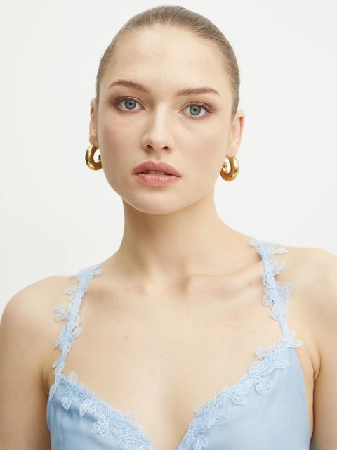 ERMANNO Firenze bluzka damska kolor niebieski gładka 56TL025ES3 - zdjęcie produktu nr 2