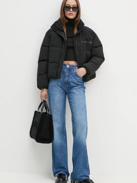 Calvin Klein Jeans t-shirt damski kolor czarny z golfem J20J224196