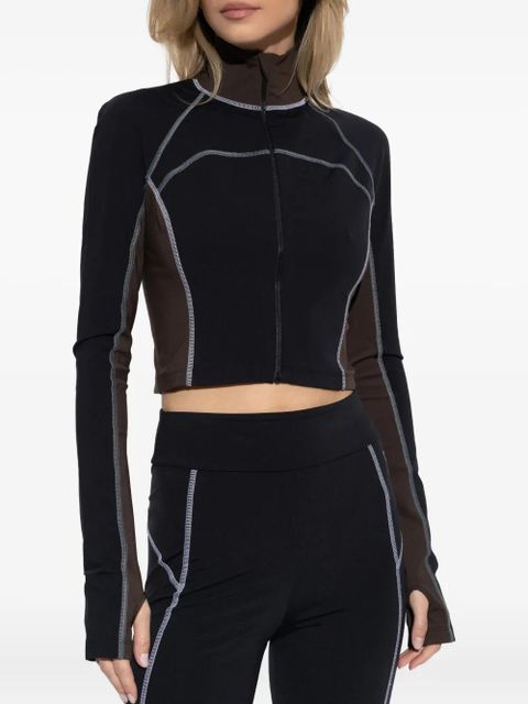 FENDI zip-up contrast sweater - Black