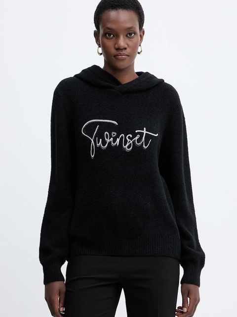 Twinset sweter z domieszką wełny damska kolor czarny 252LL3EAA - zdjęcie produktu nr 1