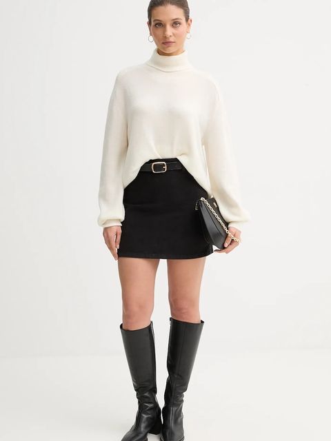 United Colors of Benetton sweter damski kolor beżowy lekki z golfem 11CZD204F