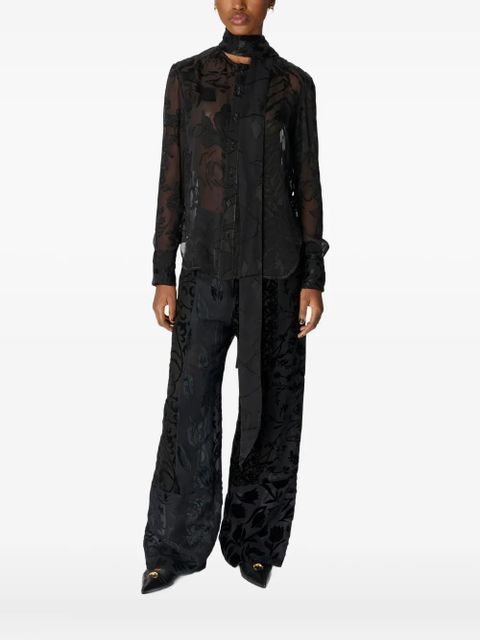 Marine Serre floral-print silk scarf blouse - Black - zdjęcie produktu nr 1