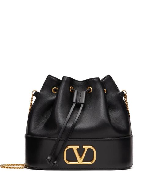 Valentino Garavani mini VLogo signature bucket bag in nappa leather - Black - zdjęcie produktu nr 1