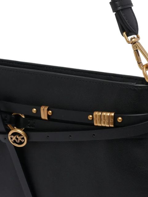 PINKO studded logo shoulder bag - Black