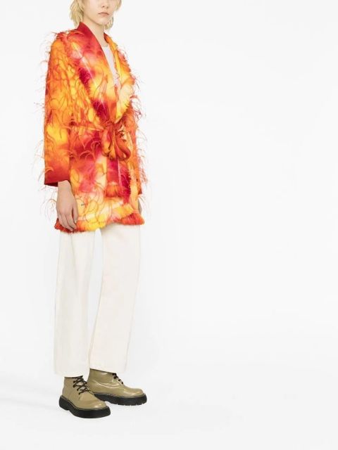 Alanui Sunset feather-trim cardigan - Yellow