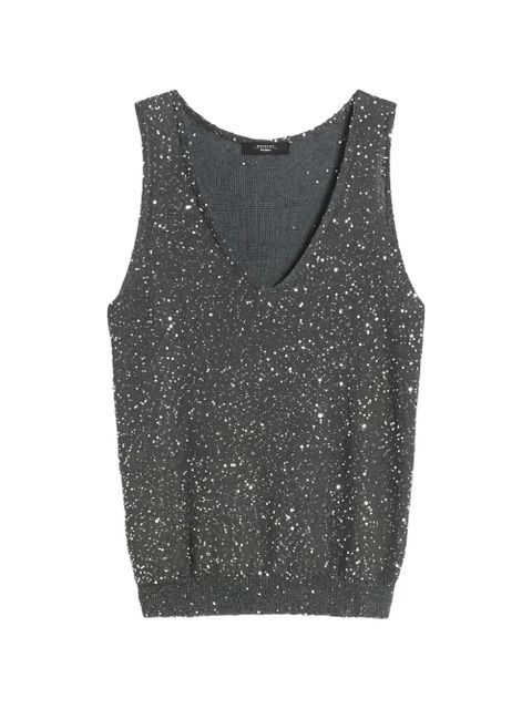 Weekend Max Mara Wkdtempo sequin V-neck top - Grey - zdjęcie produktu nr 1