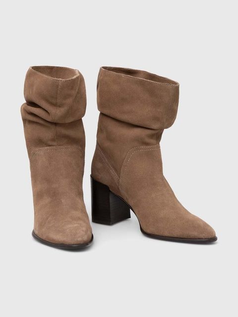 Medicine kozaki zamszowe damskie kolor beżowy na platformie - zdjęcie produktu nr 2