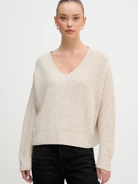 United Colors of Benetton sweter z dodatkiem wełny damski kolor beżowy 126WD402Z - zdjęcie produktu nr 1